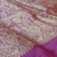 KashiFab Rose Pink Banarasi Silk Saree online - authentic Varanasi Banarasi silk saree - detail view 2