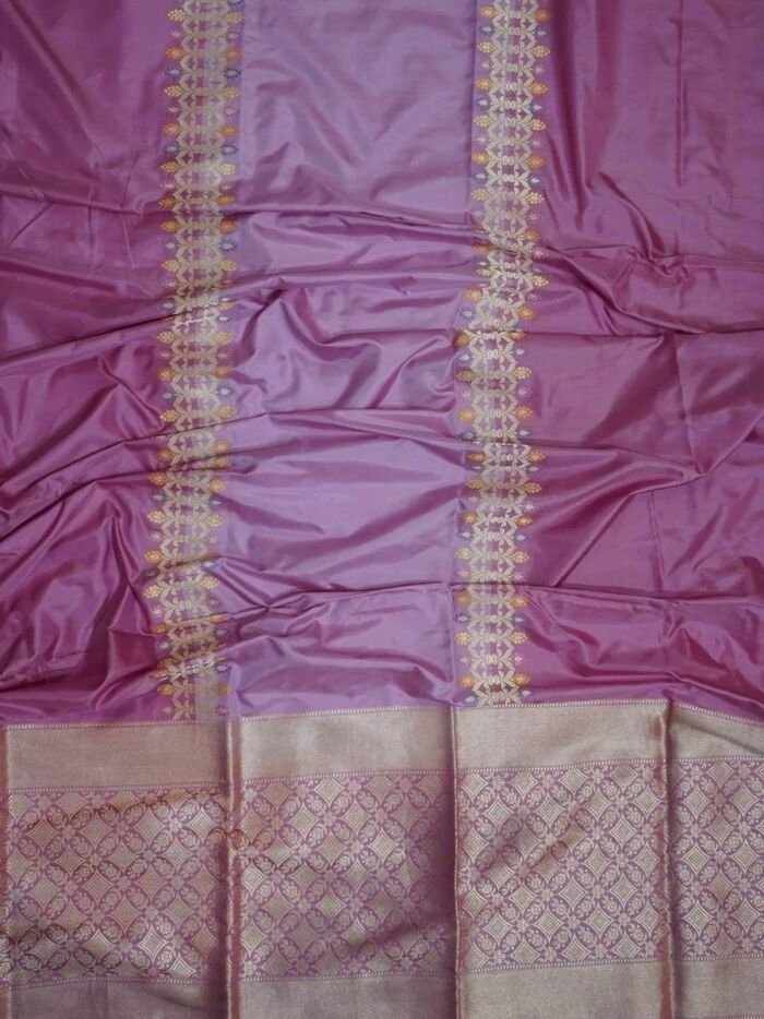 KashiFab Rose Pink Banarasi Silk Saree online - authentic Varanasi Banarasi silk saree - detail view 2