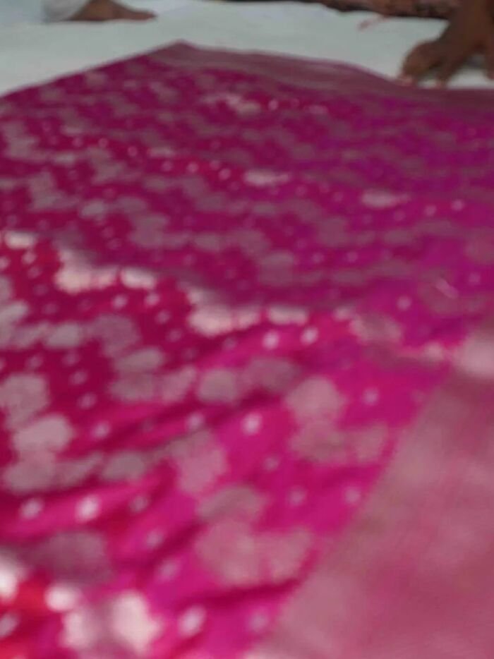 KashiFab Rose Pink Banarasi Silk Saree online - authentic Varanasi Banarasi silk saree - detail view 3