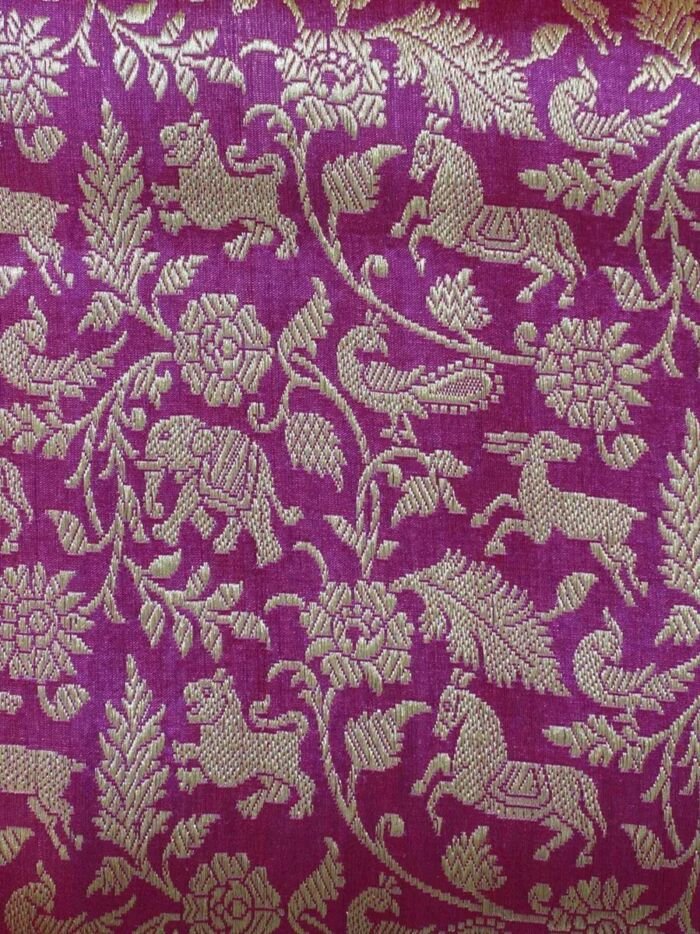 KashiFab Rose Pink Banarasi Silk Saree online - authentic Varanasi Banarasi silk saree - detail view 3