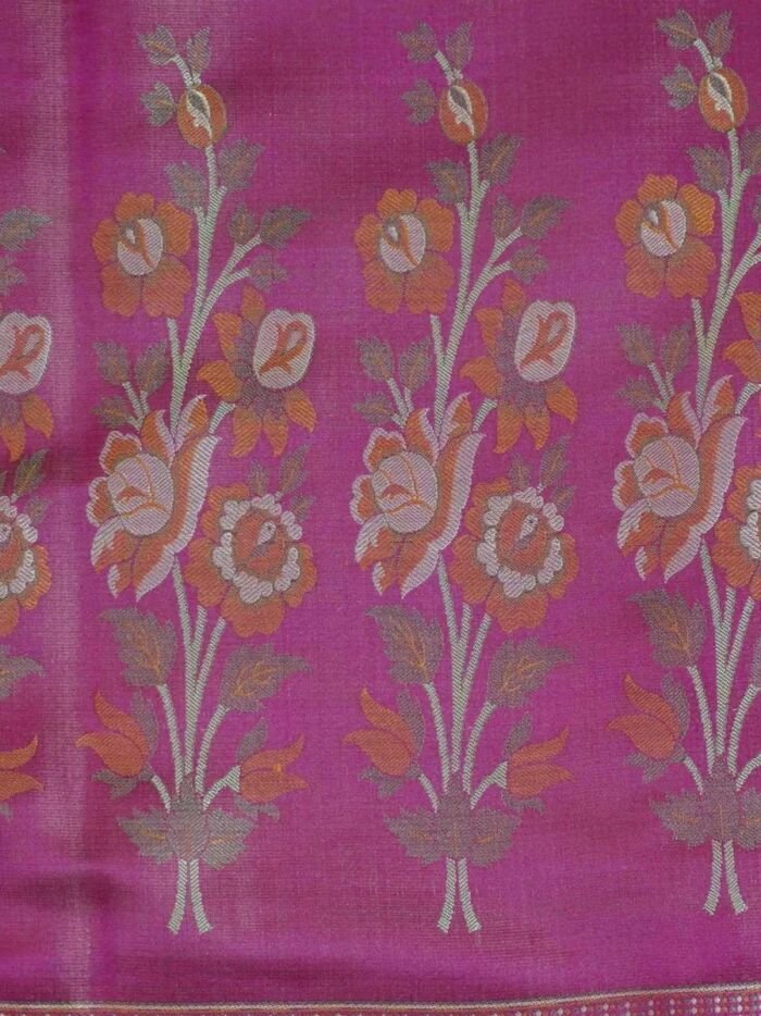 KashiFab Rose Pink Banarasi Silk Saree online - authentic Varanasi Banarasi silk saree - detail view 4