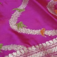 KashiFab Rose Pink Banarasi Silk Saree online - authentic Varanasi Banarasi silk saree - detail view 4