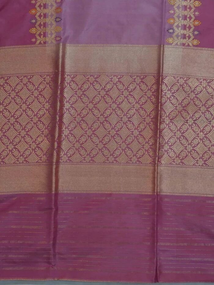 KashiFab Rose Pink Banarasi Silk Saree online - authentic Varanasi Banarasi silk saree - detail view 4