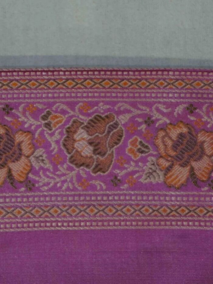 KashiFab Rose Pink Banarasi Silk Saree online - authentic Varanasi Banarasi silk saree - detail view 4