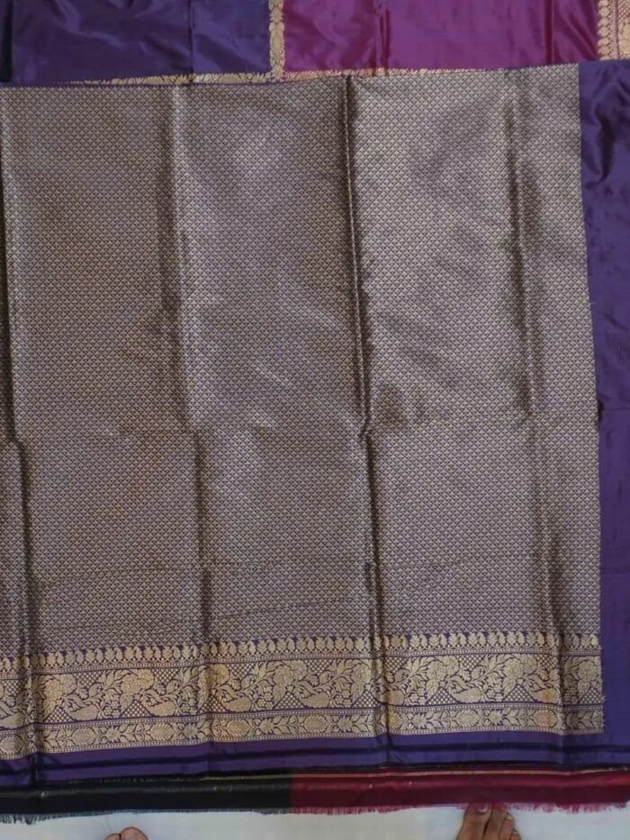 KashiFab Rose Pink Banarasi Silk Saree online - authentic Varanasi Banarasi silk saree - detail view 5