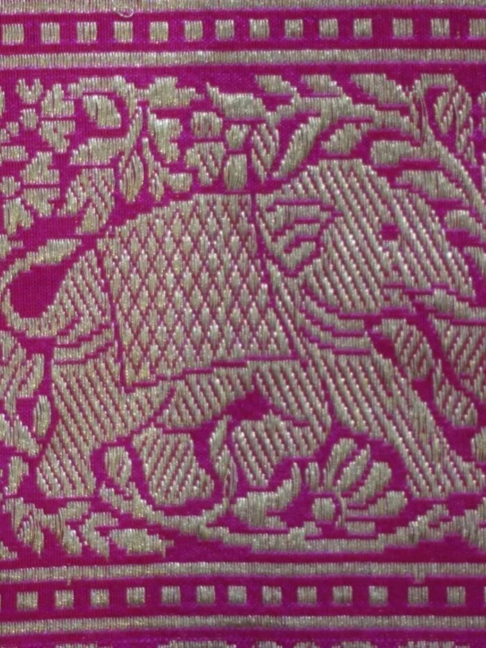 KashiFab Rose Pink Banarasi Silk Saree online - authentic Varanasi Banarasi silk saree - detail view 6