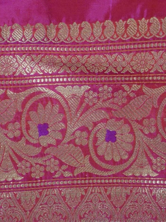 KashiFab Rose Pink Banarasi Silk Saree online - authentic Varanasi Banarasi silk saree - detail view 7
