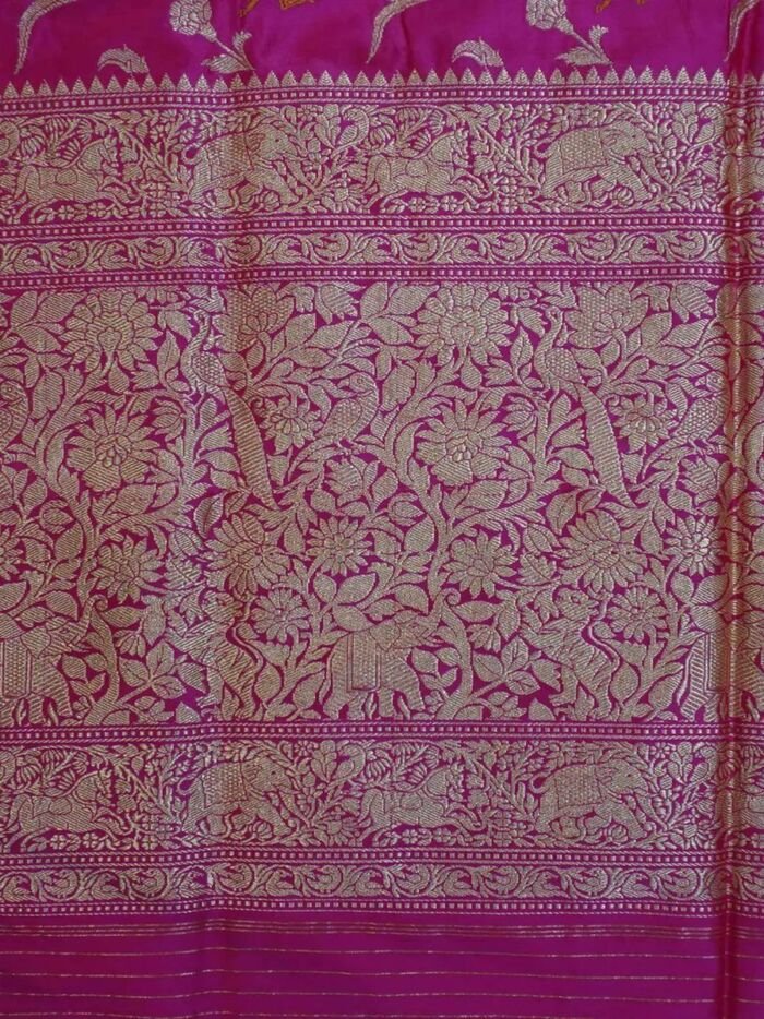 KashiFab Rose Pink Banarasi Silk Saree online - authentic Varanasi Banarasi silk saree - detail view 8