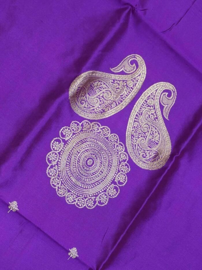 KashiFab Royal Purple Banarasi Silk Coord Set online - authentic Varanasi Banarasi silk coord set - detail view 2
