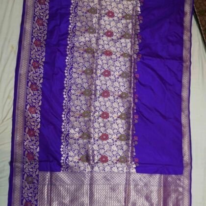 KashiFab Royal Purple Banarasi Silk Saree online - authentic Varanasi Banarasi silk saree