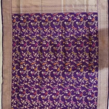 KashiFab Royal Purple Banarasi Silk Saree online - authentic Varanasi Banarasi silk saree
