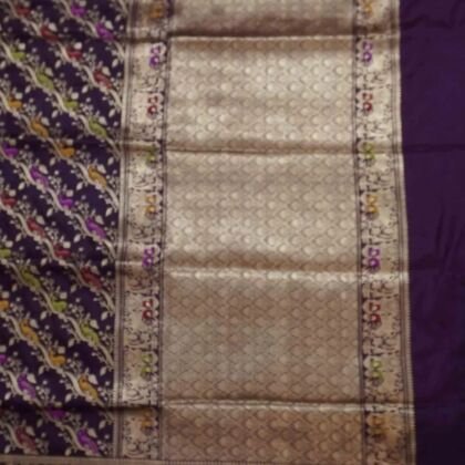 KashiFab Royal Purple Banarasi Silk Saree online - authentic Varanasi Banarasi silk saree