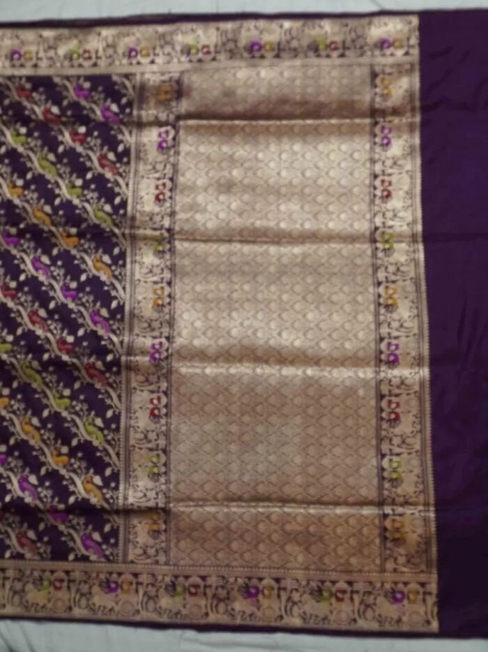 KashiFab Royal Purple Banarasi Silk Saree online - authentic Varanasi Banarasi silk saree