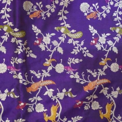 KashiFab Royal Purple Banarasi Silk Saree online - authentic Varanasi Banarasi silk saree - detail view 2