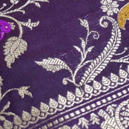 KashiFab Royal Purple Banarasi Silk Saree online - authentic Varanasi Banarasi silk saree - detail view 2