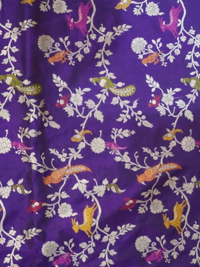 KashiFab Royal Purple Banarasi Silk Saree online - authentic Varanasi Banarasi silk saree - detail view 2