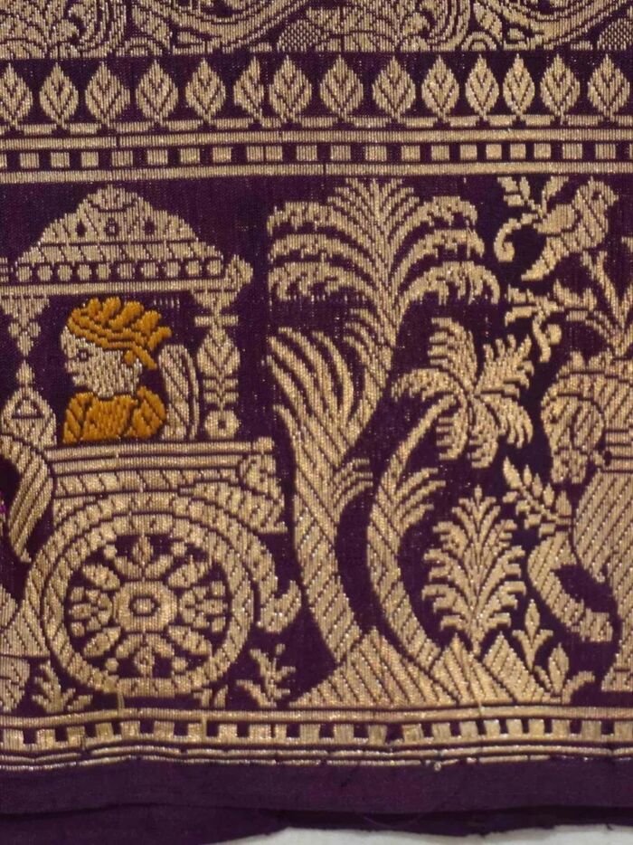 KashiFab Royal Purple Banarasi Silk Saree online - authentic Varanasi Banarasi silk saree - detail view 4