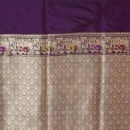 KashiFab Royal Purple Banarasi Silk Saree online - authentic Varanasi Banarasi silk saree - detail view 5