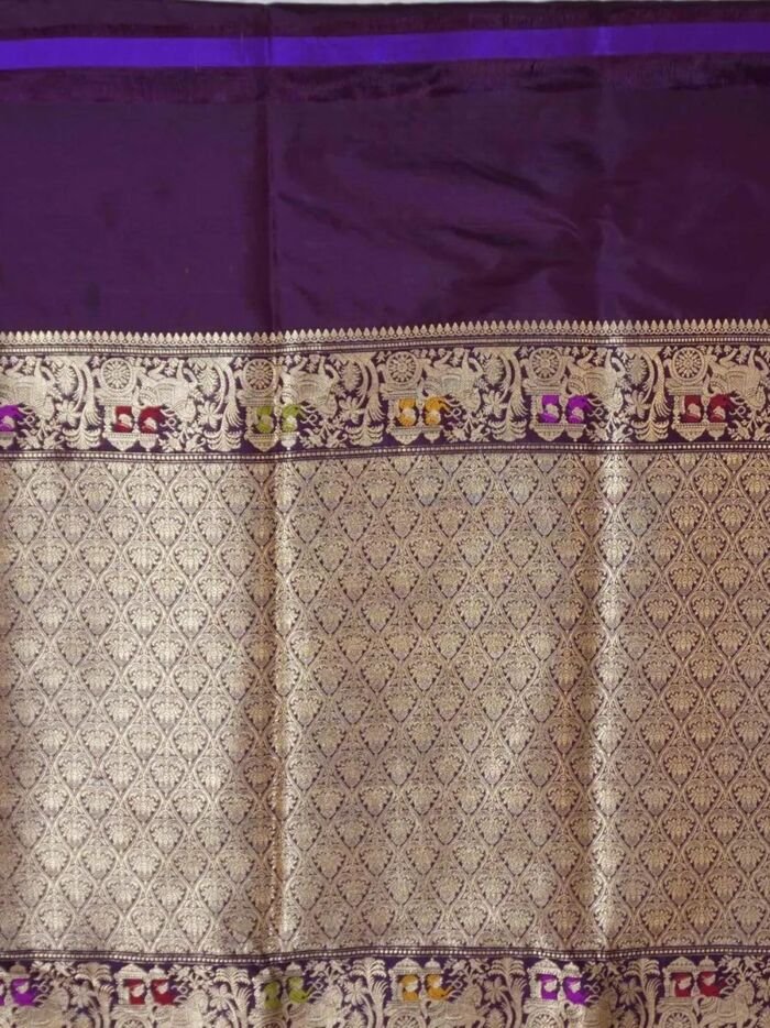 KashiFab Royal Purple Banarasi Silk Saree online - authentic Varanasi Banarasi silk saree - detail view 5