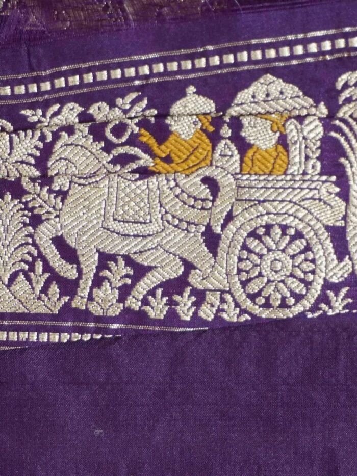 KashiFab Royal Purple Banarasi Silk Saree online - authentic Varanasi Banarasi silk saree - detail view 8