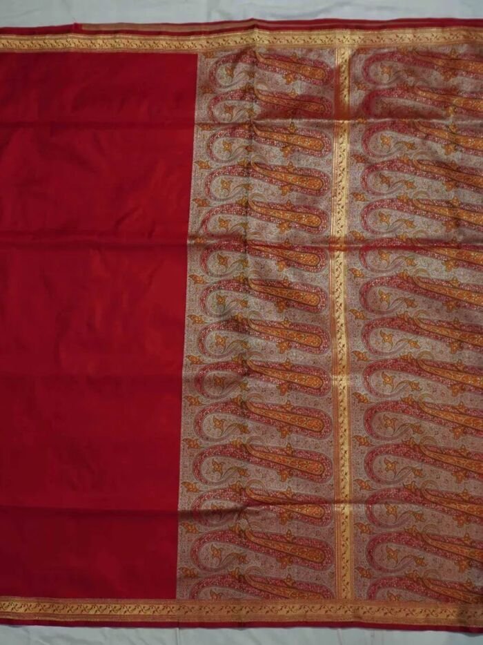 KashiFab Ruby Red Banarasi Silk Saree 1 KashiFab Ruby Red Banarasi Silk Saree online - authentic Varanasi Banarasi silk saree