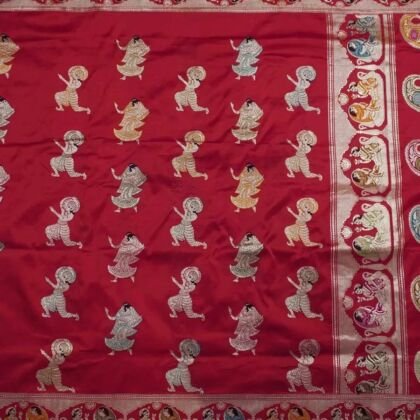 KashiFab Ruby Red Banarasi Silk Saree online - authentic Varanasi Banarasi silk saree
