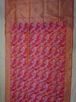 KashiFab Ruby Red Banarasi Silk Saree online - authentic Varanasi Banarasi silk saree