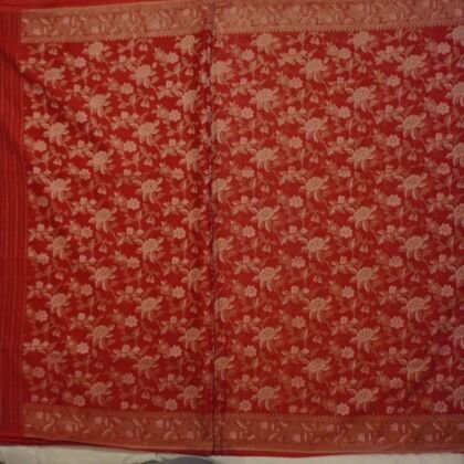 KashiFab Ruby Red Banarasi Silk Saree online - authentic Varanasi Banarasi silk saree