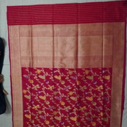 KashiFab Ruby Red Banarasi Silk Saree online - authentic Varanasi Banarasi silk saree