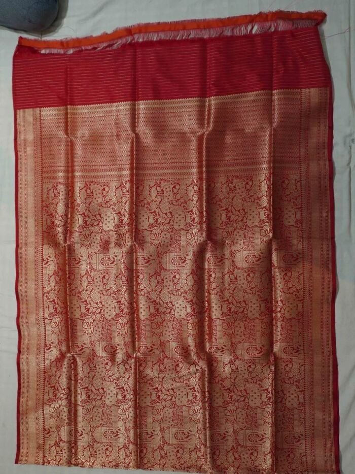KashiFab Ruby Red Banarasi Silk Saree online - authentic Varanasi Banarasi silk saree