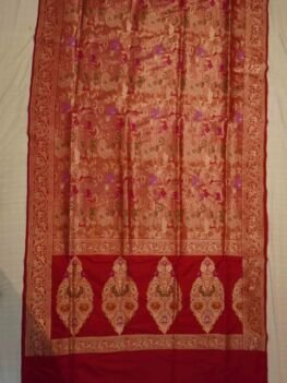 KashiFab Ruby Red Banarasi Silk Saree online - authentic Varanasi Banarasi silk saree