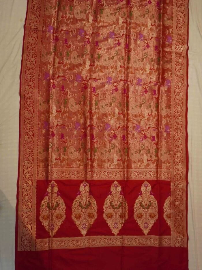 KashiFab Ruby Red Banarasi Silk Saree 1 KashiFab Ruby Red Banarasi Silk Saree online - authentic Varanasi Banarasi silk saree