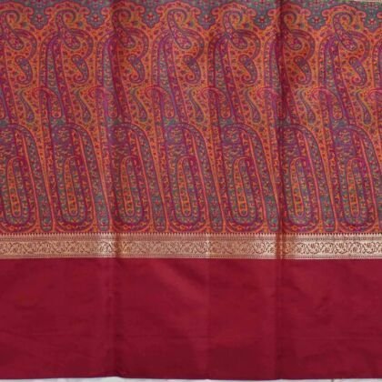 KashiFab Ruby Red Banarasi Silk Saree online - authentic Varanasi Banarasi silk saree - detail view 2
