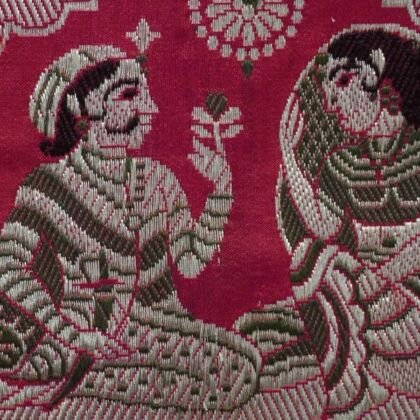 KashiFab Ruby Red Banarasi Silk Saree online - authentic Varanasi Banarasi silk saree - detail view 2