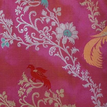KashiFab Ruby Red Banarasi Silk Saree online - authentic Varanasi Banarasi silk saree - detail view 2