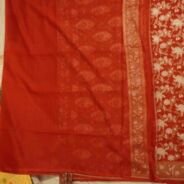 KashiFab Ruby Red Banarasi Silk Saree online - authentic Varanasi Banarasi silk saree - detail view 2