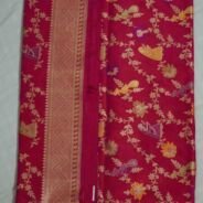 KashiFab Ruby Red Banarasi Silk Saree online - authentic Varanasi Banarasi silk saree - detail view 2