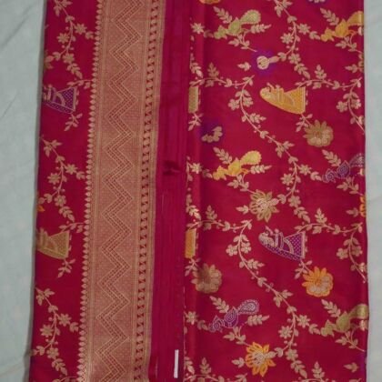 KashiFab Ruby Red Banarasi Silk Saree online - authentic Varanasi Banarasi silk saree - detail view 2