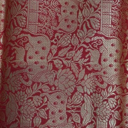 KashiFab Ruby Red Banarasi Silk Saree online - authentic Varanasi Banarasi silk saree - detail view 2