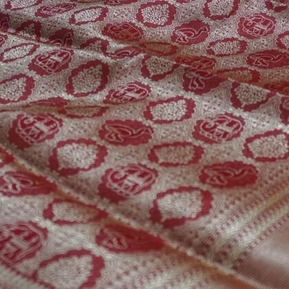 KashiFab Ruby Red Banarasi Silk Saree online - authentic Varanasi Banarasi silk saree - detail view 2