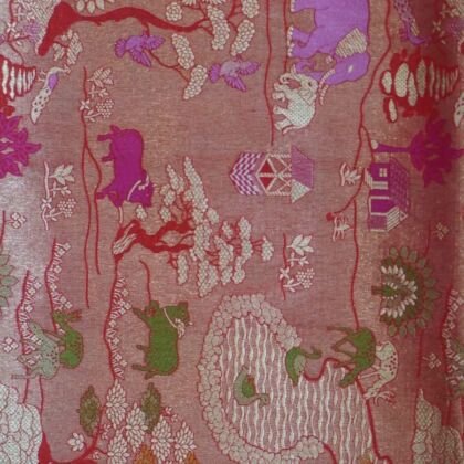 KashiFab Ruby Red Banarasi Silk Saree online - authentic Varanasi Banarasi silk saree - detail view 2