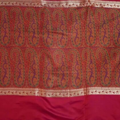 KashiFab Ruby Red Banarasi Silk Saree online - authentic Varanasi Banarasi silk saree - detail view 2