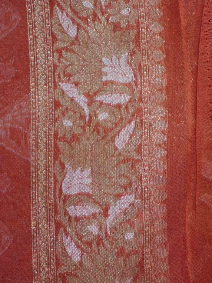 KashiFab Ruby Red Banarasi Silk Saree 3 KashiFab Ruby Red Banarasi Silk Saree online - authentic Varanasi Banarasi silk saree - detail view 3