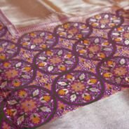 KashiFab Ruby Red Banarasi Silk Saree online - authentic Varanasi Banarasi silk saree - detail view 3