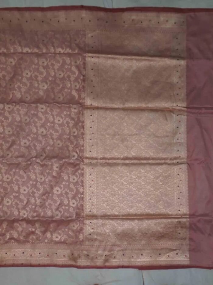 KashiFab Ruby Red Banarasi Silk Saree online - authentic Varanasi Banarasi silk saree - detail view 3