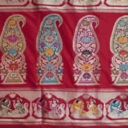 KashiFab Ruby Red Banarasi Silk Saree online - authentic Varanasi Banarasi silk saree - detail view 4