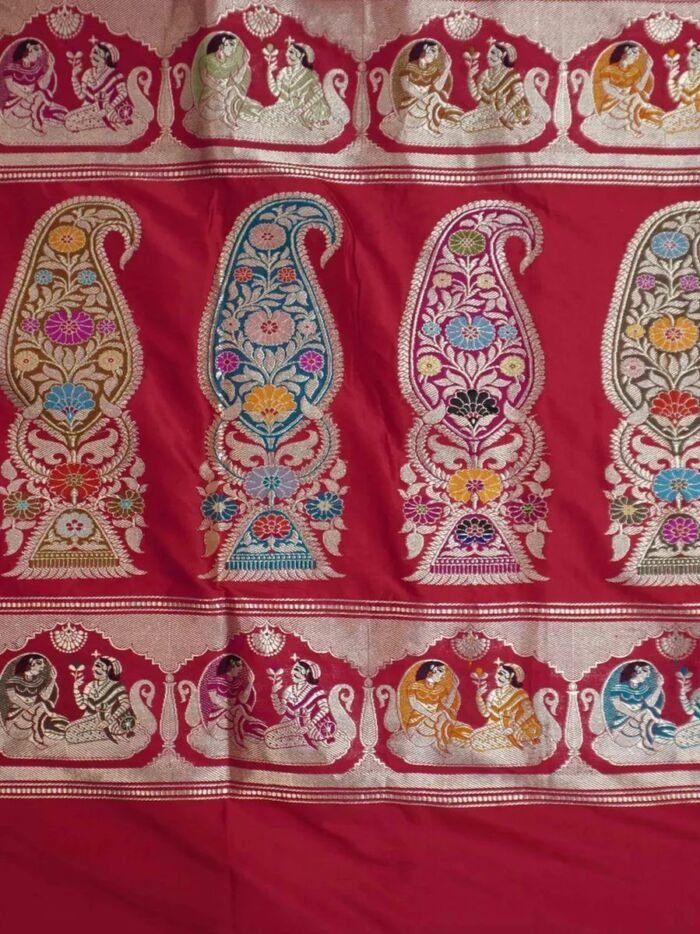 KashiFab Ruby Red Banarasi Silk Saree 4 KashiFab Ruby Red Banarasi Silk Saree online - authentic Varanasi Banarasi silk saree - detail view 4