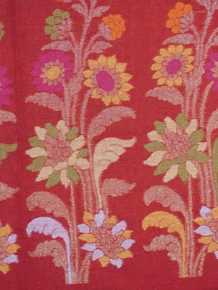 KashiFab Ruby Red Banarasi Silk Saree 4 KashiFab Ruby Red Banarasi Silk Saree online - authentic Varanasi Banarasi silk saree - detail view 4