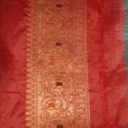 KashiFab Ruby Red Banarasi Silk Saree online - authentic Varanasi Banarasi silk saree - detail view 4