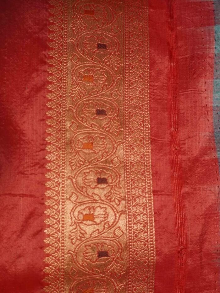 KashiFab Ruby Red Banarasi Silk Saree online - authentic Varanasi Banarasi silk saree - detail view 4